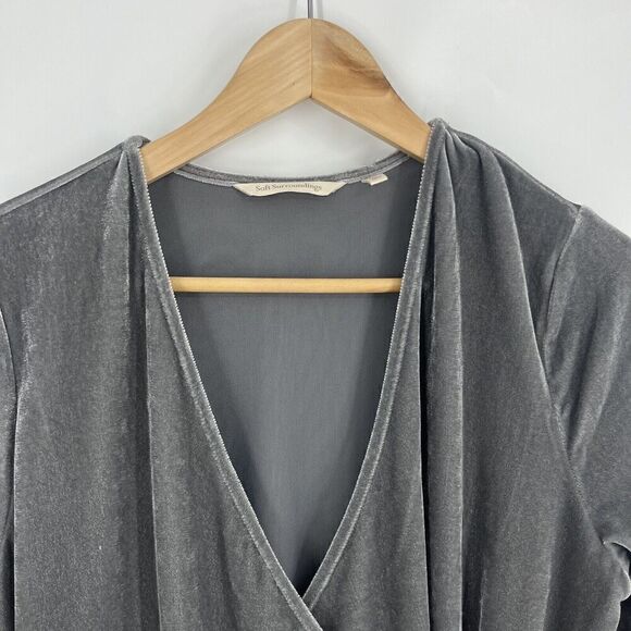 Soft Surroundings Top Size Medium Gray Velvet Alyssa Stretch Knit Top Shoreline - Picture 2 of 6